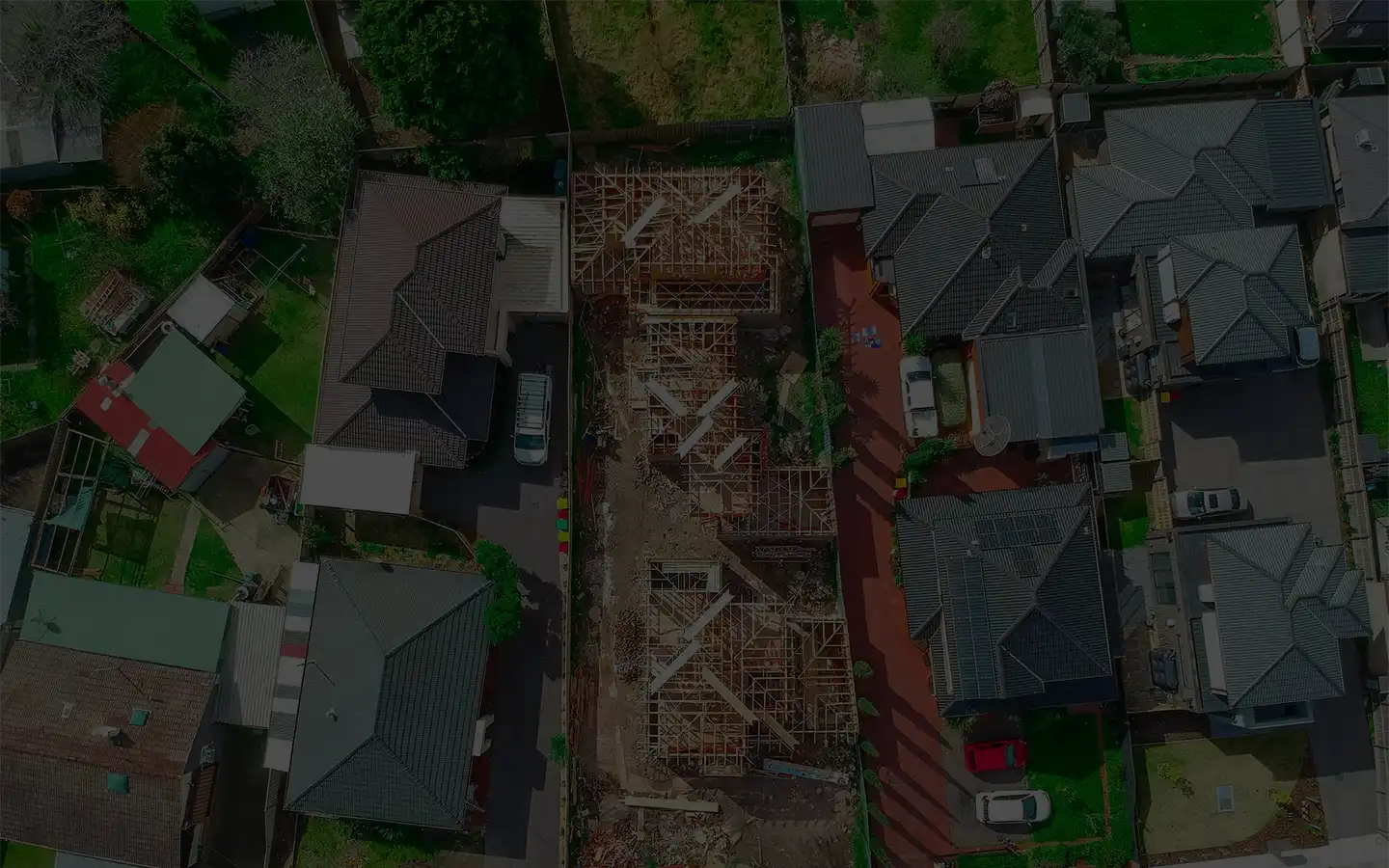 Aerial view of a house construction